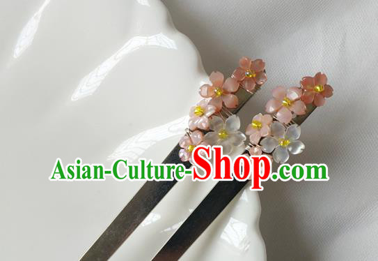 Chinese Classical Sakura Hair Clip Hanfu Hair Accessories Handmade Ancient Princess Shell Flowers Hairpins for Women