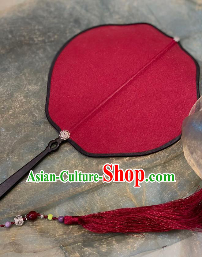 Chinese Classical Hanfu Princess Fan Ancient Song Dynasty Wedding Palace Fans Red Silk Fans
