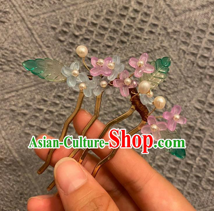 Chinese Ancient Imperial Concubine Pearls Hairpin Hanfu Hair Accessories Women Handmade Fragrans Hair Comb