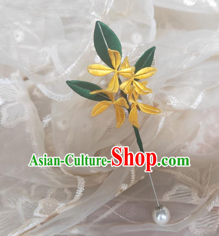 Chinese Ancient Princess Yellow Flowers Hairpins Hair Accessories Handmade Hanfu Silk Fragrans Hair Stick
