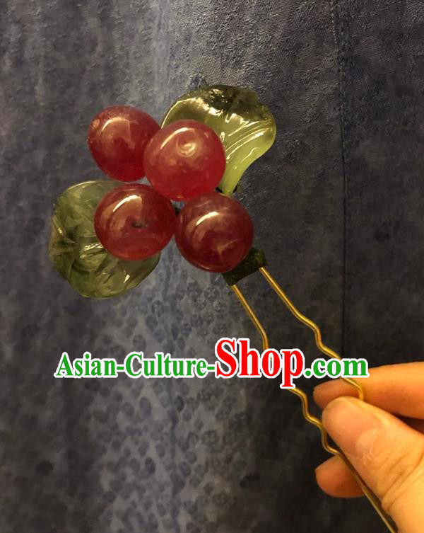 Chinese Ancient Palace Lady Hairpins Hair Accessories Handmade Plastic Red Haw Hair Stick