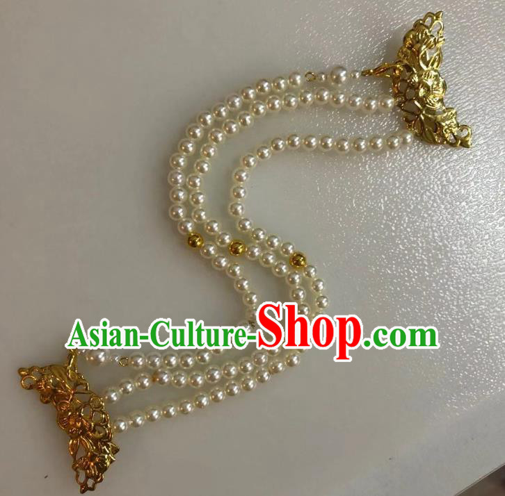 Chinese Ancient Empress Golden Hair Clasp Hairpins Hair Accessories Handmade Ming Dynasty Palace Pearls Hair Sticks