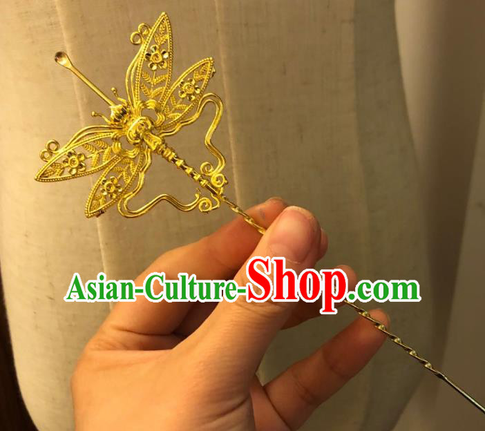 Chinese Ancient Palace Lady Hairpins Hair Accessories Handmade Ming Dynasty Golden Butterfly Curette Hair Stick