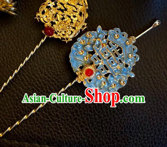 Chinese Ancient Palace Garnet Hairpins Hair Accessories Handmade Ming Dynasty Queen Blueing Wedding Curette Hair Stick
