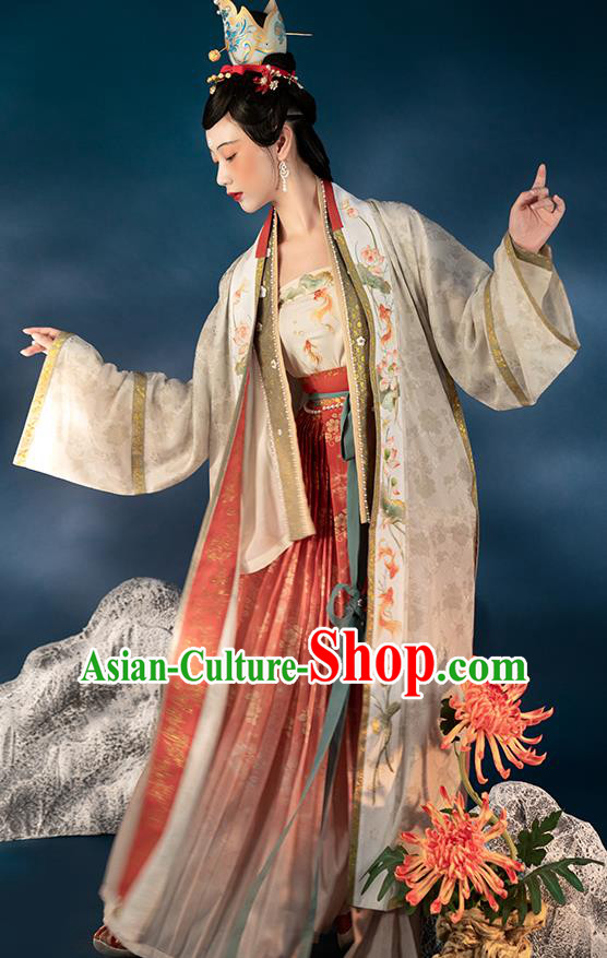Chinese Ancient Imperial Concubine Embroidered Hanfu Dress Traditional Historical Costumes Ming Dynasty BeiZi Blouse and Skirt Apparels for Women
