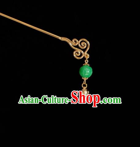 Chinese Ancient Princess Golden Bell Hairpins Hair Accessories Handmade Cheongsam Carving Lotus Hair Stick
