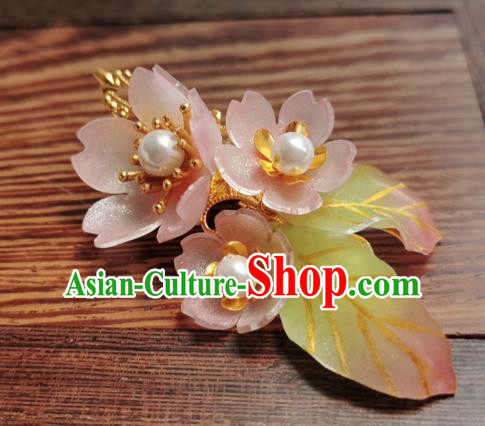 Chinese Ming Dynasty Orange Sakura Hair Stick Handmade Hair Accessories Hanfu Ancient Princess Flowers Hairpins
