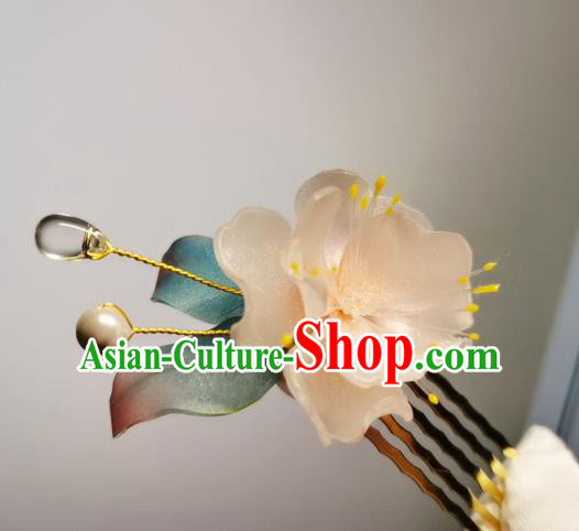 Chinese Classical Peach Blossom Hair Comb Handmade Hanfu Hair Accessories Ancient Song Dynasty Court Flowers Hairpins