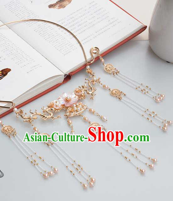 Chinese Handmade Pearls Tassel Necklet Classical Jewelry Accessories Ancient Ming Dynasty Princess Hanfu Necklace for Women