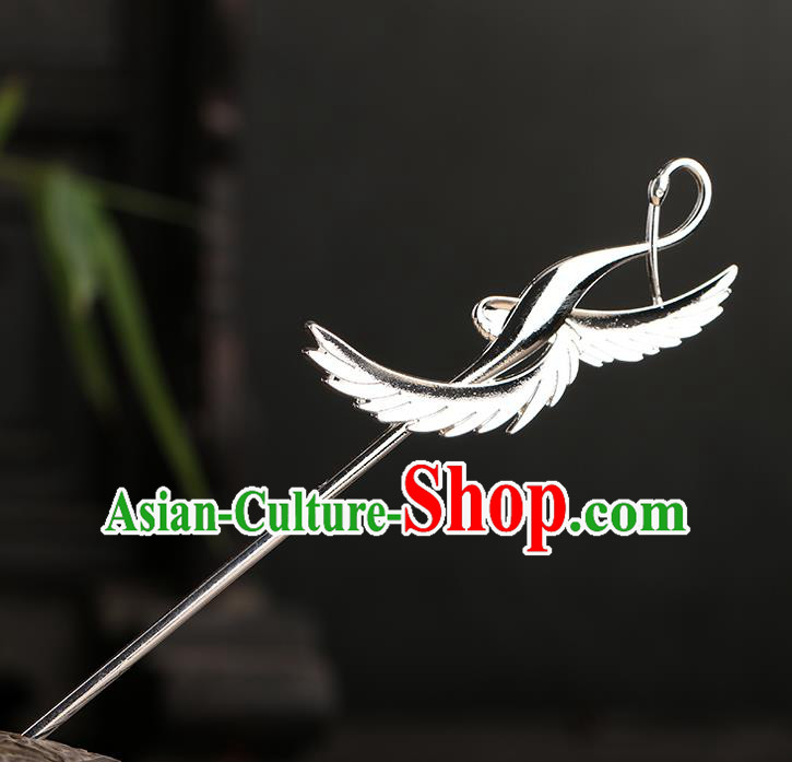 Chinese Classical Palace Argent Swan Hair Sticks Handmade Hanfu Hair Accessories Ancient Ming Dynasty Princess Hairpins