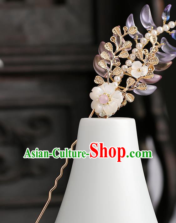Chinese Classical Palace Hair Sticks Handmade Hanfu Hair Accessories Ancient Ming Dynasty Princess Wisteria Hairpins