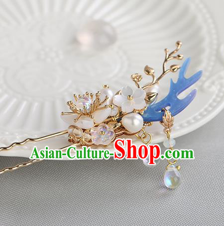 Chinese Classical Palace Pearls Plum Hair Stick Handmade Hanfu Hair Accessories Ancient Ming Dynasty Princess Hairpins