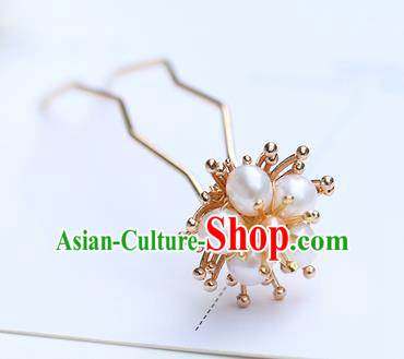 Chinese Classical Palace Pearl Hair Stick Handmade Hanfu Hair Accessories Ancient Qing Dynasty Princess Little Plum Hairpins