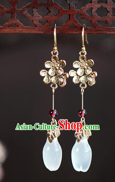 Chinese Handmade Magnolia Earrings Classical Ear Accessories Hanfu Ming Dynasty Princess Eardrop