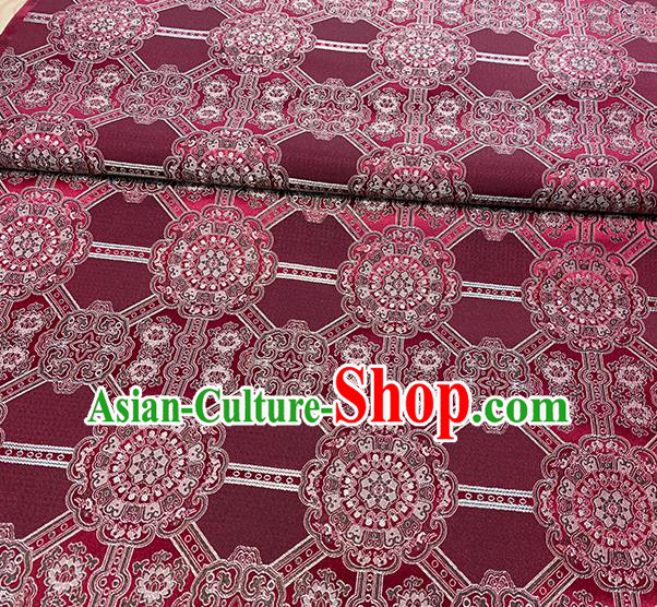Chinese Traditional Gesang Flowers Pattern Purplish Red Silk Fabric Brocade Drapery Tibetan Robe Damask Material