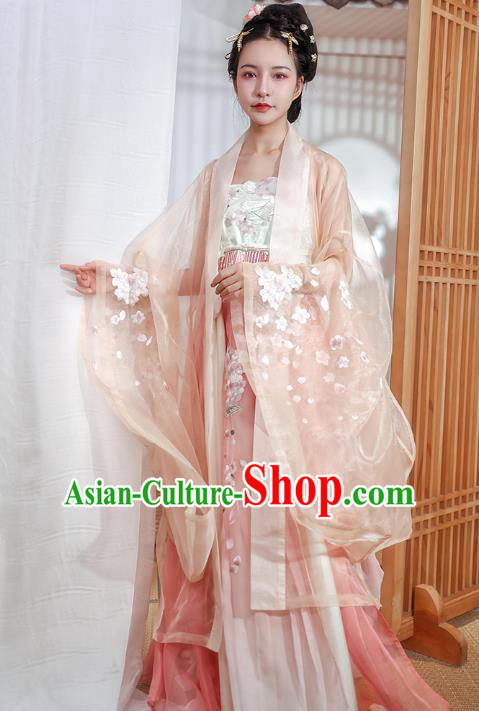 Chinese Ancient Imperial Concubine Hanfu Apparels Traditional Tang Dynasty Palace Women Cape and Embroidered Dress Historical Costumes