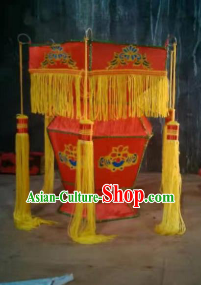Chinese Traditional Red Cloth Palace Lanterns Handmade Hanging Lantern New Year Classical Festive Lamp