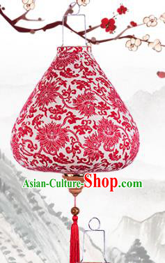 Handmade Chinese Red Peony Pattern Palace Lanterns Traditional New Year Lantern Classical Festival Cloth Lamp