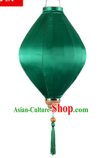 Chinese Handmade Green Satin Palace Lanterns Traditional Festive Hanging Lantern New Year Classical Lamp