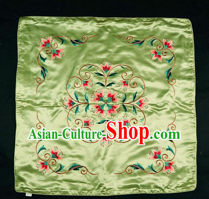 Traditional Chinese Embroidered Flowers Cushion Fabric Patches Hand Embroidering Applique Embroidery Yellow Silk Accessories