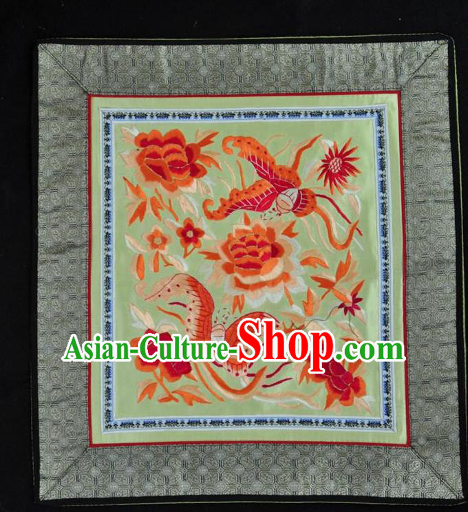 Traditional Chinese Embroidered Decorative Painting Hand Embroidery Butterfly Peony Silk Wall Picture Craft