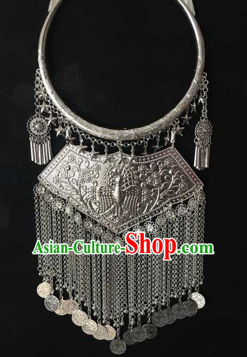 Chinese Carving Necklace Handmade Longevity Lock Yunnan Miao Ethnic Folk Dance Accessories Wedding Jewelry