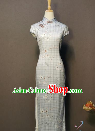 Republic of China Printing Qipao Dress Shanghai Traditional Cheongsam Female Scholar Classical Clothing