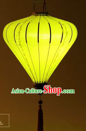 Handmade Chinese Jacquard Yellow Satin Palace Lanterns Traditional New Year Lantern Classical Festival Decoration Lamp