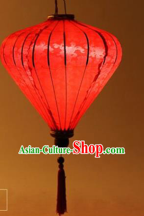 Handmade Chinese Jacquard Pattern Red Satin Palace Lanterns Traditional New Year Lantern Classical Festival Decoration Lamp