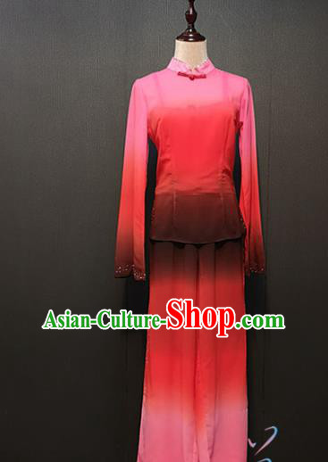 Chinese Fan Dance Clothing Traditional Folk Dance Costumes Stage Performance Jiu Er Red Outfits
