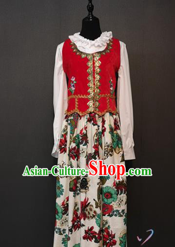 Sweden National Women Dress Drama Performance Young Lady Costume Traditional Eastern Europe Clothing