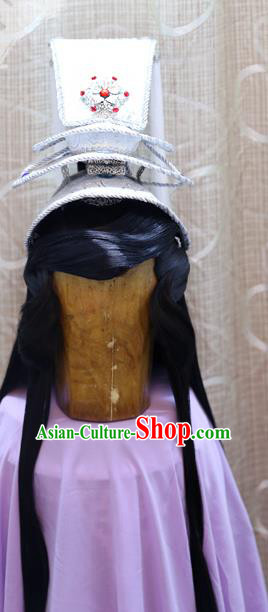 Cosplay Royal Prince Wig Sheath Handmade China Ancient Childe Swordsman Wigs Style and Hair Accessories