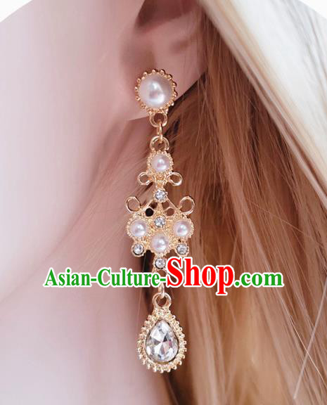Handmade Pearls Earrings Baroque Retro Accessories Europe Court Crystal Eardrop