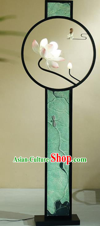 China Iron Art Floor Lantern Lotus Lamp Traditional Home Decorations Handmade High Lanterns