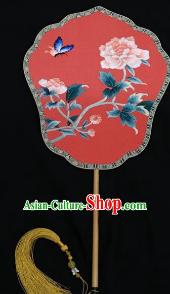 Chinese Traditional Flowers Birds Pattern Palace Fan Suzhou Embroidery Fans Double Side Embroidered Silk Fan