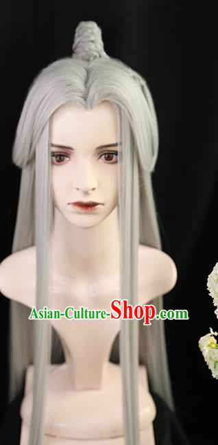 Best Chinese Drama Ancient Swordsman Argent Wig Sheath China Quality Front Lace Wigs Cosplay Crown Prince Wig