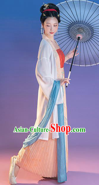 China Ancient Palace Lady Embroidered BeiZi Blouse Top and Skirt Song Dynasty Imperial Concubine Hanfu Clothing Full Set