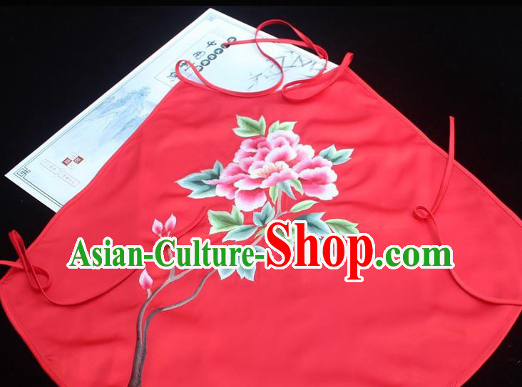 Embroidered Sexy Stomachers Chinese Suzhou Embroidery Peony Clothing Red Silk Bellyband Female Underwear