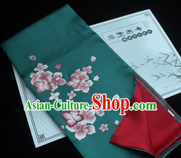 China Embroidered Green Silk Tippet Handmade Suzhou Embroidery Scarf Traditional Cheongsam Accessories