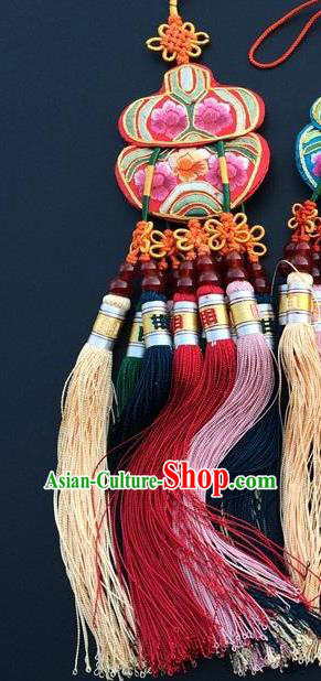China New Year Decoration Traditional Embroidered Car Accessories Embroidery Gourd Tassel Pendant