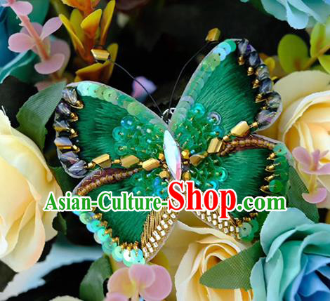 China Embroidered Green Butterfly Brooch Classical Collar Button Traditional Cheongsam Accessories