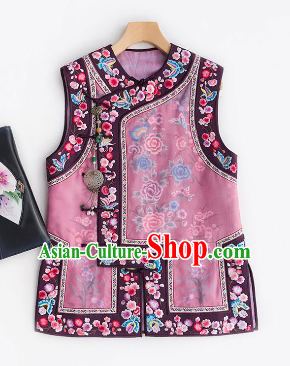 Chinese Embroidered Waistcoat Traditional Qing Dynasty Costume Classical Tang Suit Vest