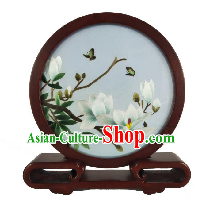 Traditional Wood Carving Craft China Rosewood Desk Decoration Handmade Exquisite Embroidered Table Screen