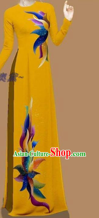 Vietnamese Ao Dai Clothing Vietnam Women Qipao with Pants Traditional Dress Custom Ginger Cheongsam Asian Bride Fashion
