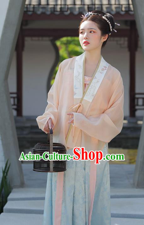 Traditional China Female Hanfu Ancient Song Dynasty Civilian Female Costume Blouse top and Skirt Full Set