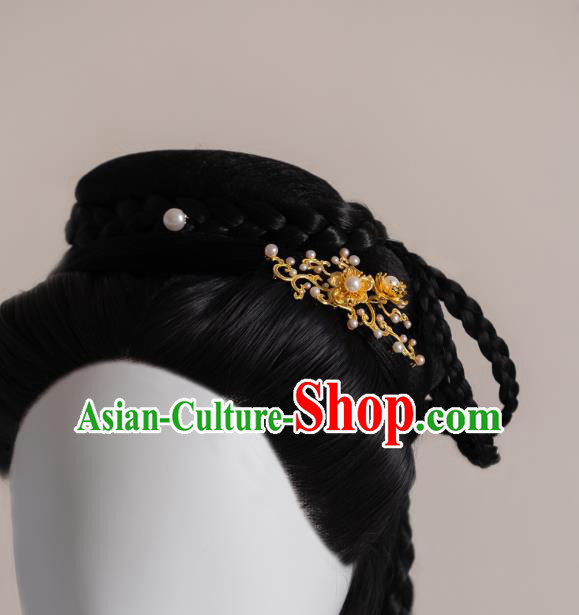 Handmade China Ming Dynasty Court Lady Hair Accessories Ancient Princess Golden Plum Blossom Hairpin