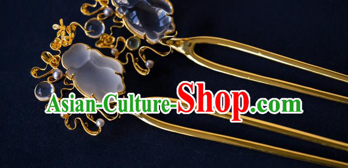 Handmade China Ming Dynasty Court Gilding Hair Accessories Ancient Princess Osmanthus Rabbit Hairpin