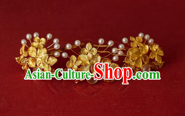 China Ancient Palace Lady Gilding Hydrangea Hairpins Song Dynasty Empress Hair Sticks Hair Accessories