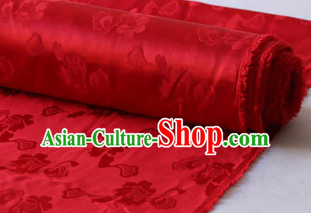 Asian Chinese Hanfu Satin Cloth Traditional Pattern Design Red Silk Drapery Mulberry Silk Fabric