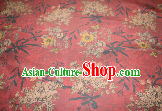 Chinese Classical Crack Pattern Silk Drapery Traditional Gambiered Guangdong Gauze Cheongsam Red Fabric